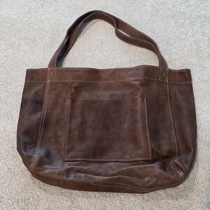 Linden Is Enough Brown Leather Tote Bag